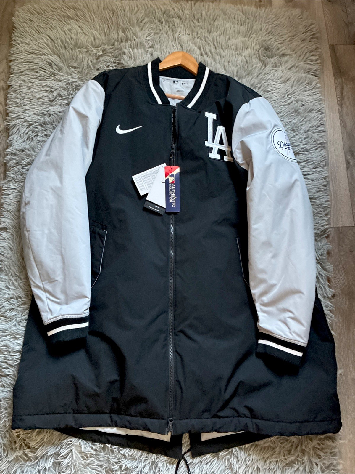 Nike Los Angeles Dodgers Black Gray Authentic Collection Jacket Dugout 2XL XXL