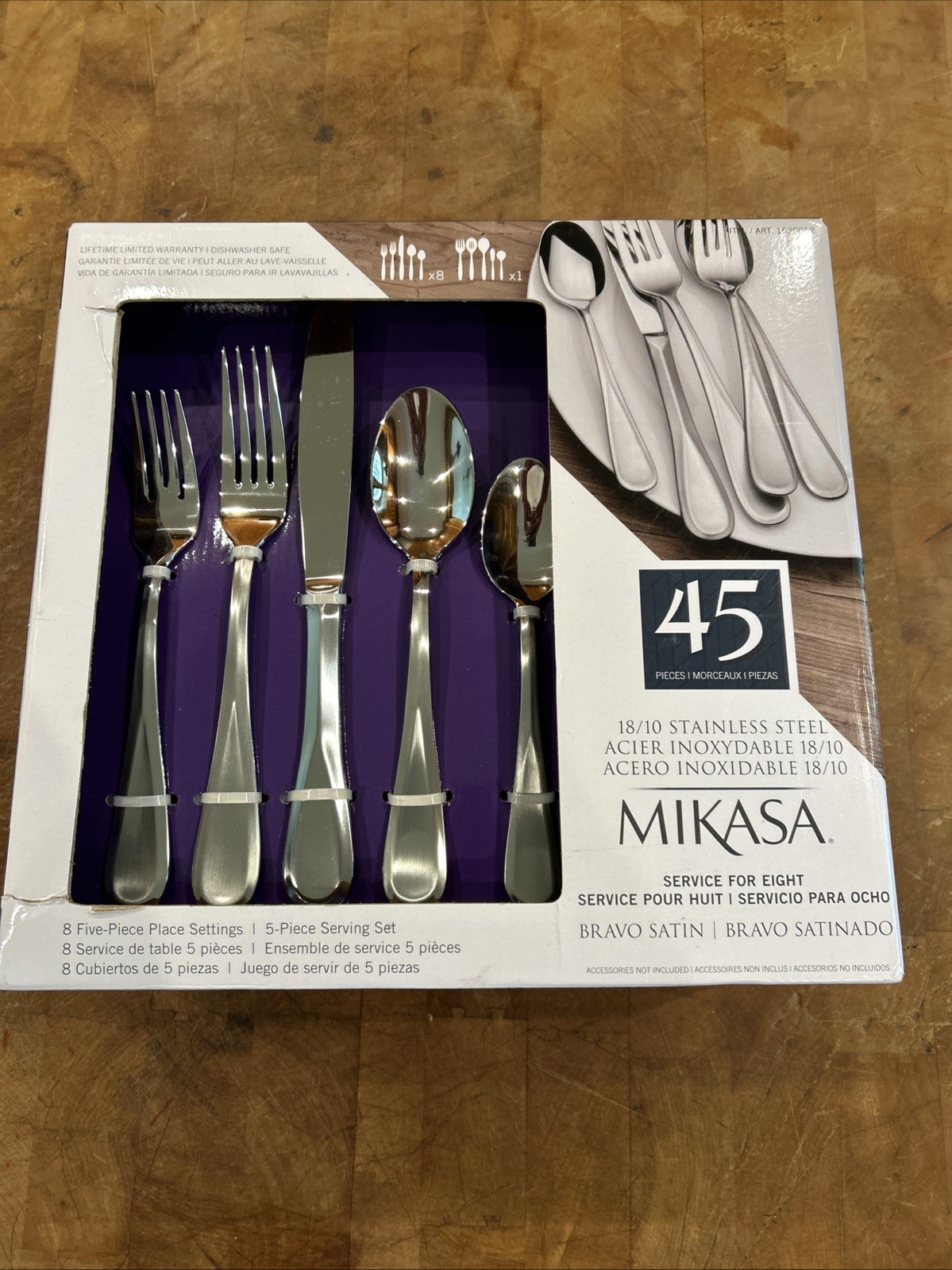 Mikasa Bravo Satin 45 Piece SS Flatware Set W/Serving Pieces