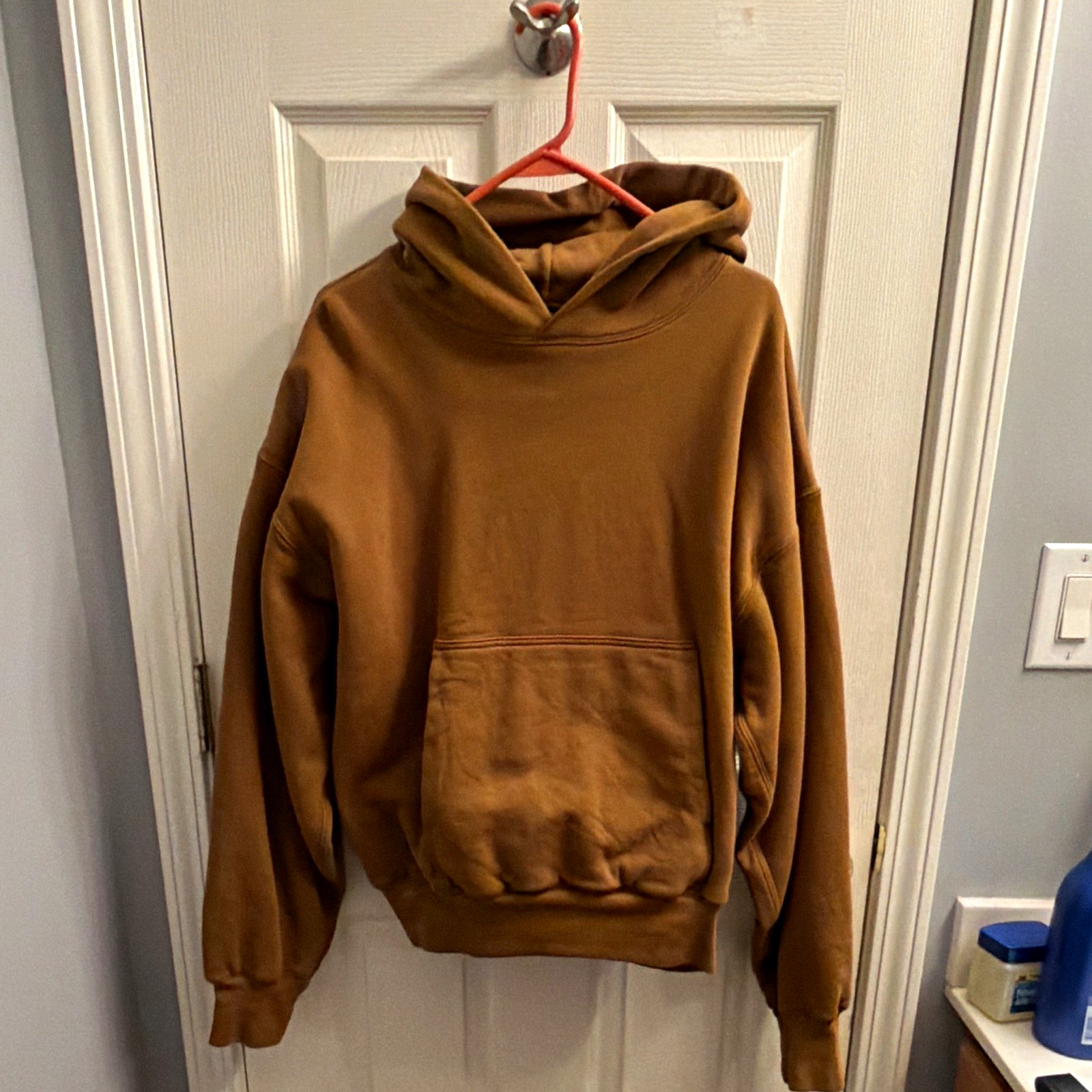 Yeezy/GAP Brown Fleece Pullover Hoodie Men\'s L Cotton Kangaroo Pocket Pre-Owned Yeezy/GAP Brown Fleece Pullover Hoodie Men\'s L Cotton Kangaroo Pocket Pre-Owned