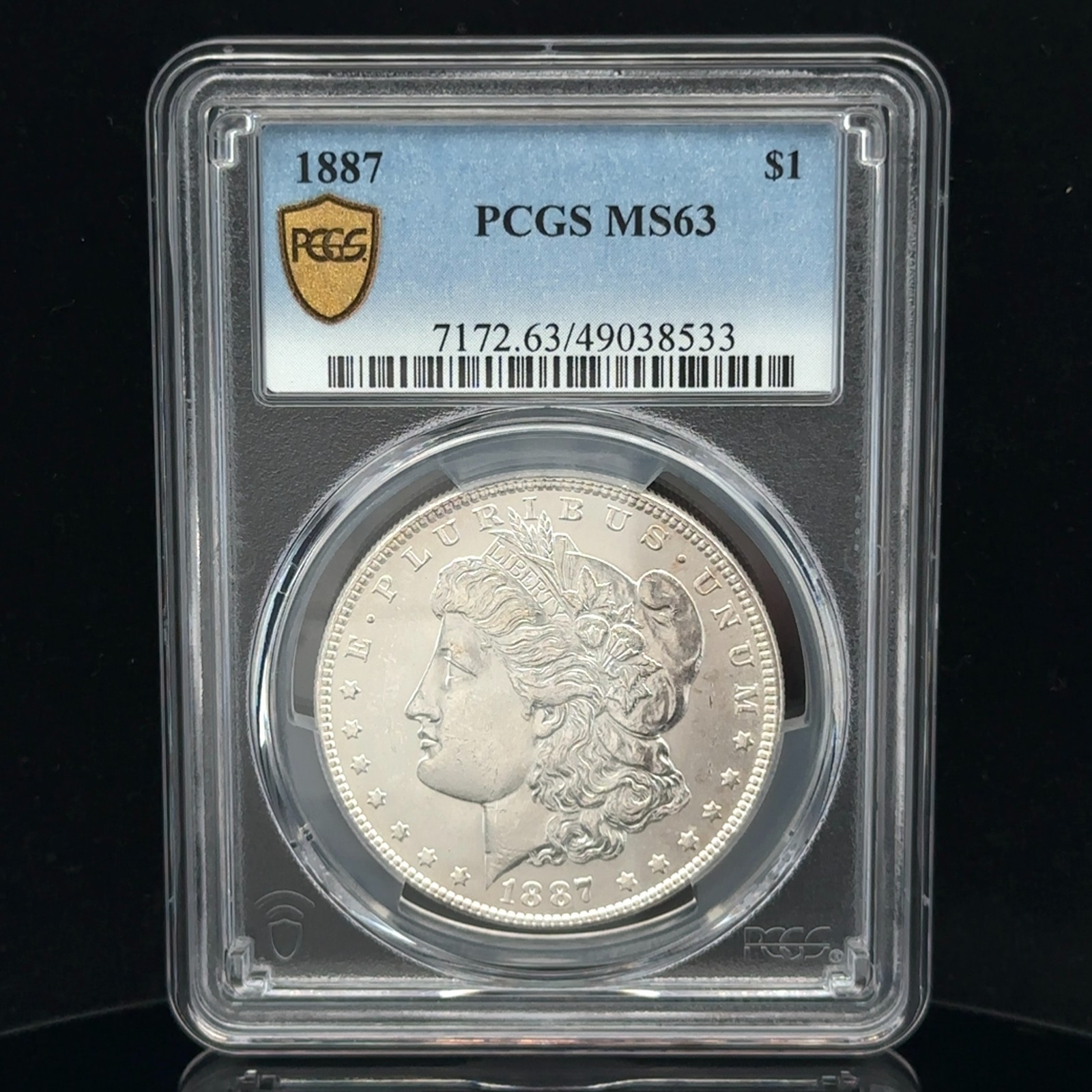 1887 P PCGS MS63 - Silver Morgan Dollar $1 US Coin Gold Shield