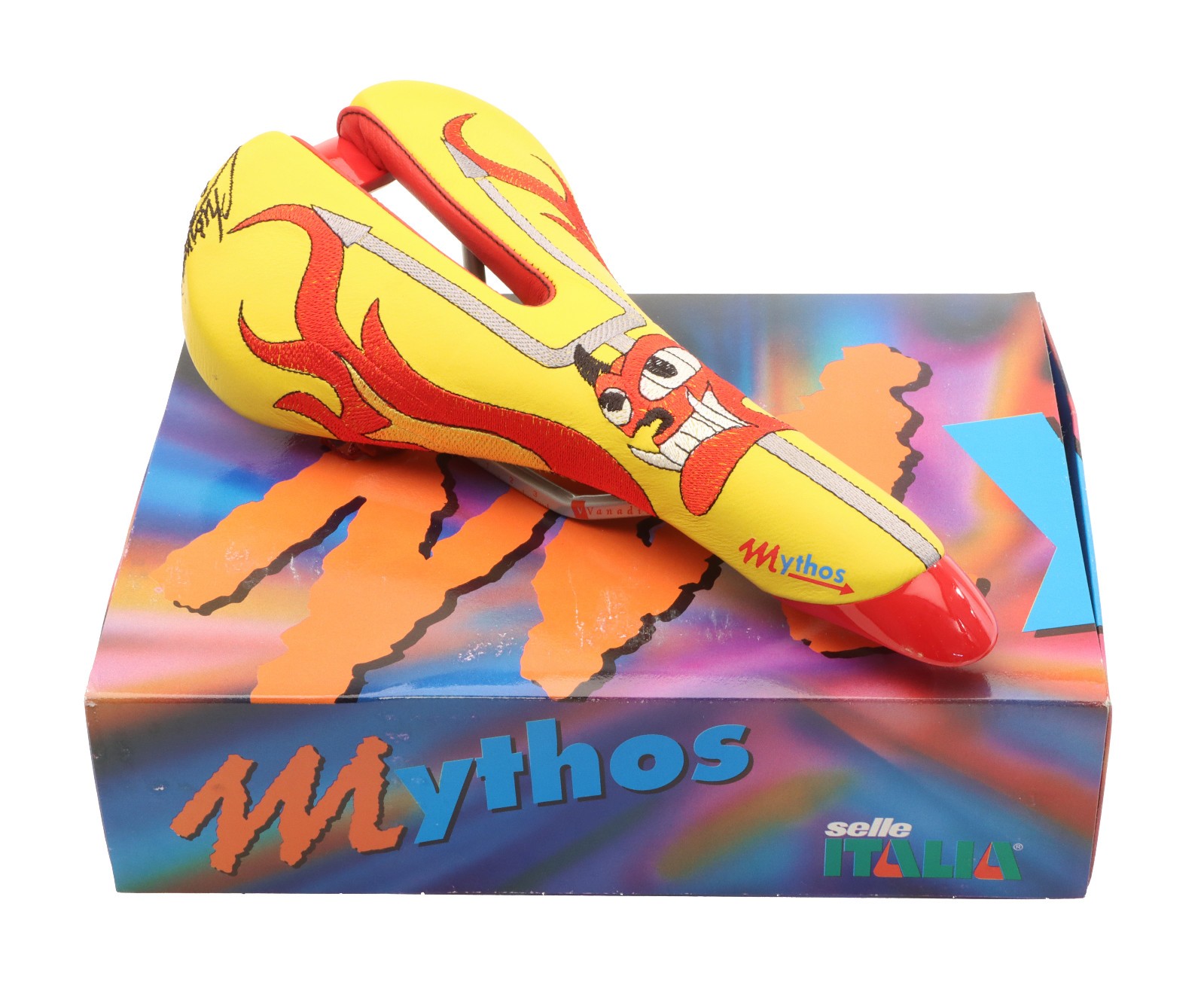 Selle Italia Mythos Saddle Claudio Chiappucci El Diablo Yellow/Red NIB NOS NEW