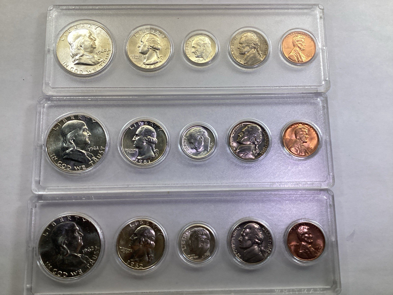 1960 D, 1961 P, 1962 D U.S. Mint Uncirculated Silver 5 Coin Sets-010326 17trk 1960 D, 1961 P, 1962 D U.S. Mint Uncirculated Silver 5 Coin Sets-010326 17trk