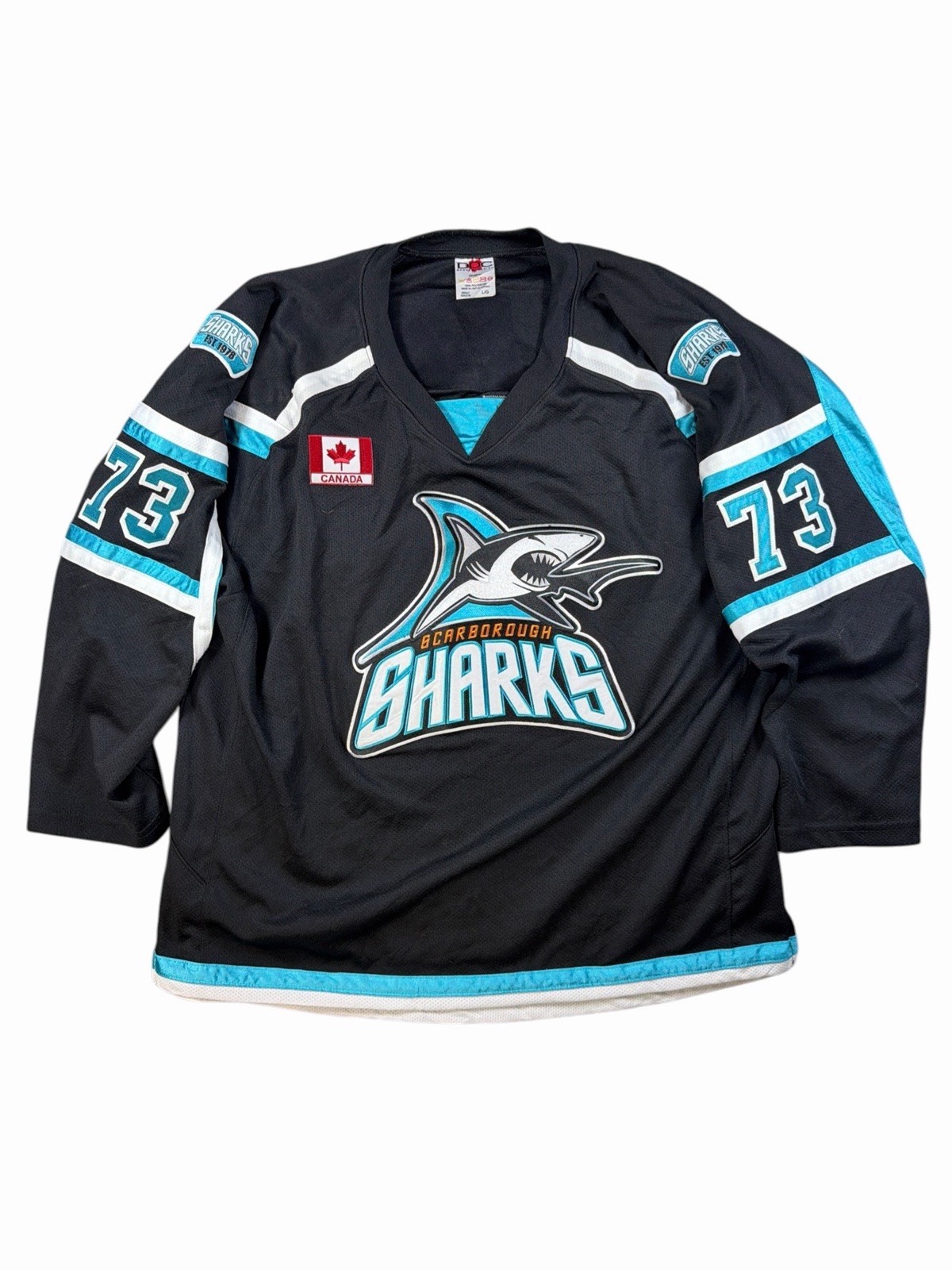Vintage Scarborough Sharks McPherson #73 Hockey Jersey Adult L Made Canada