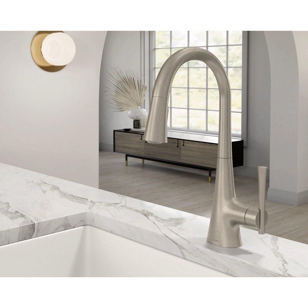 Moen 9126SRS Kurv Single Handle High Arc Pull-Down Kitchen Faucet - Spot Resist 