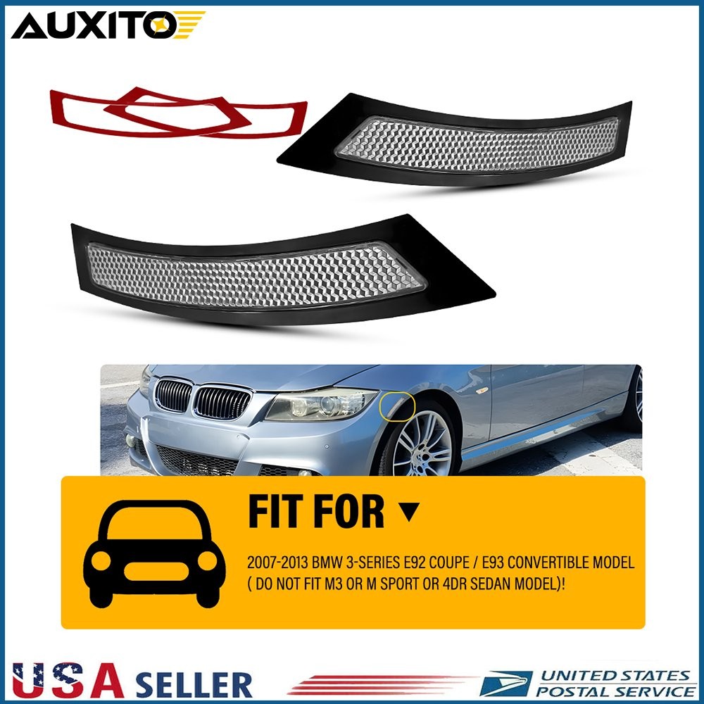 2PC Clear Front Bumper Reflector For 2007-2013 BMW E92 E93 Coupe Side Marker