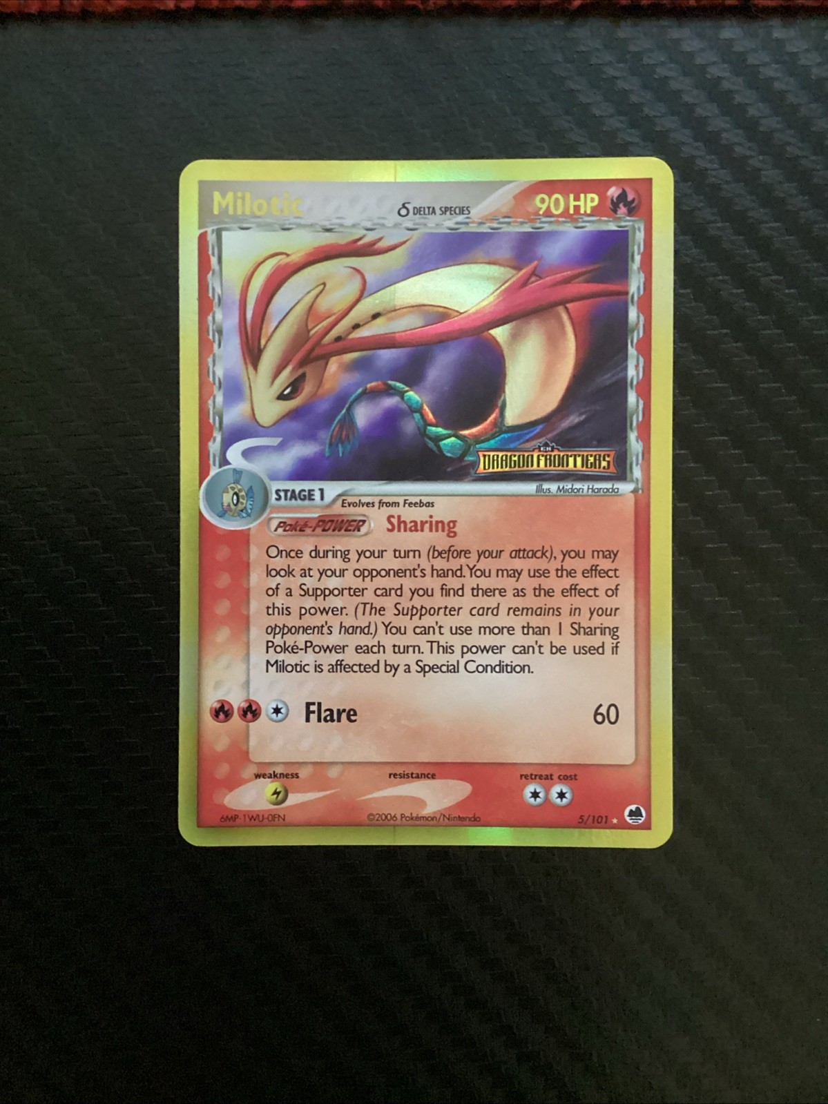 Milotic (Delta Species) 5/101 Dragon Frontiers Reverse Holo Stamped LP 2006 Milotic (Delta Species) 5/101 Dragon Frontiers Reverse Holo Stamped LP 2006