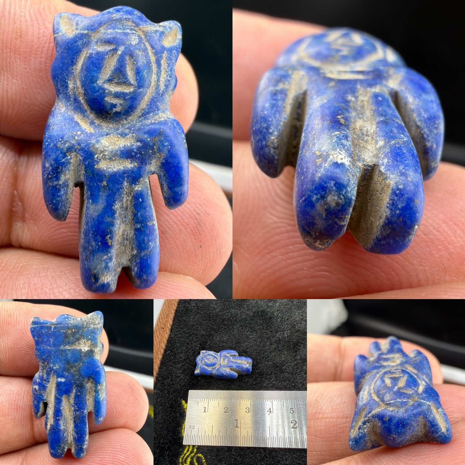 100 AD Ancient Rare  Found Lapis Lazuli Stone Unique Doll Amulet