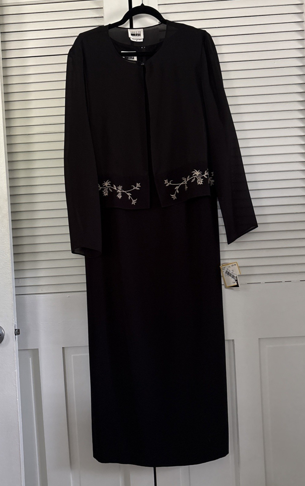 Vtg Leslie Fay 2 Piece Jacket Dress Womens 14 Black Sheer Sleeveless Formal NWT