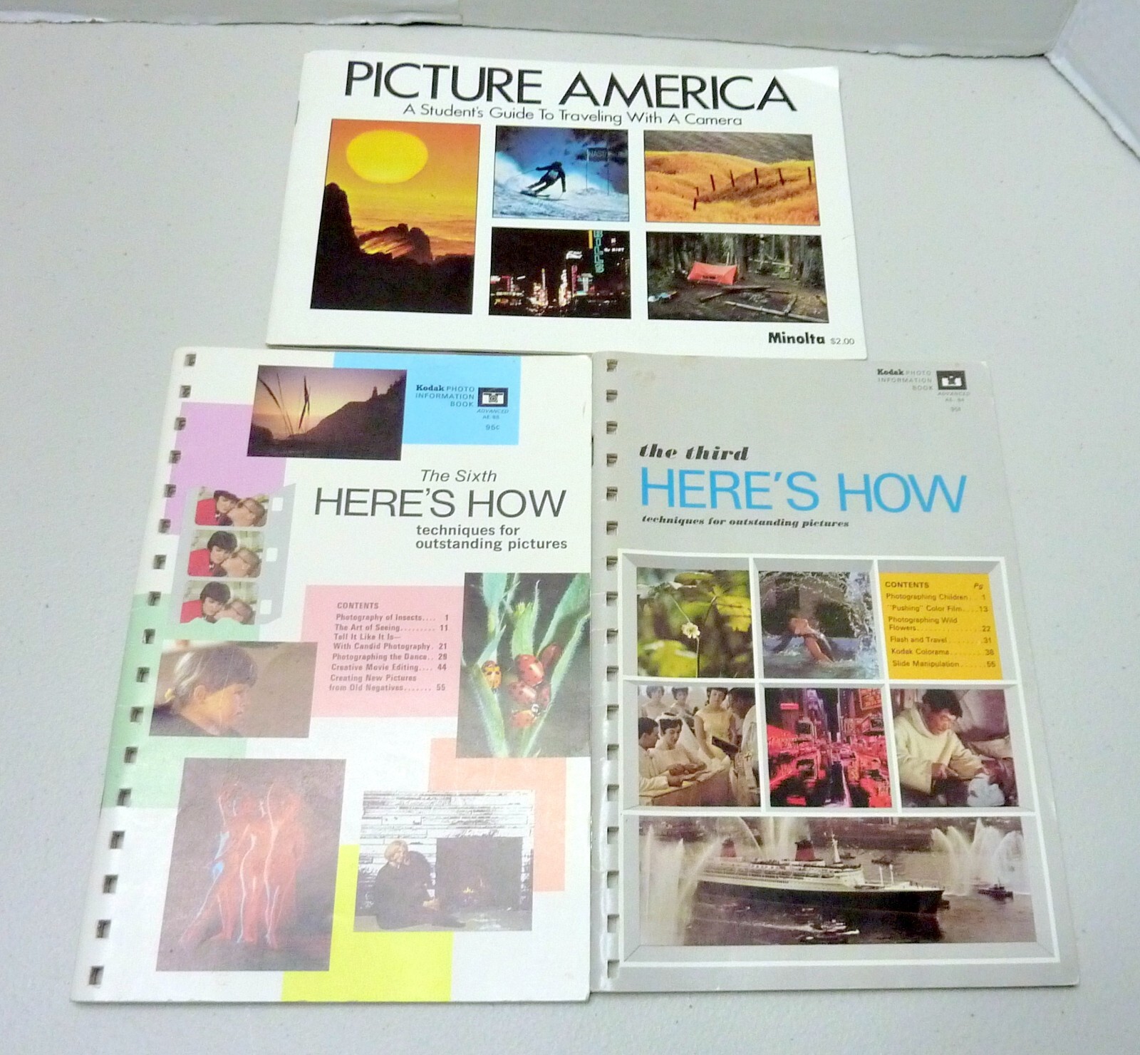 3 Vintage 1973-74 Kodak Photography Photo Books, Here's How & Picture America