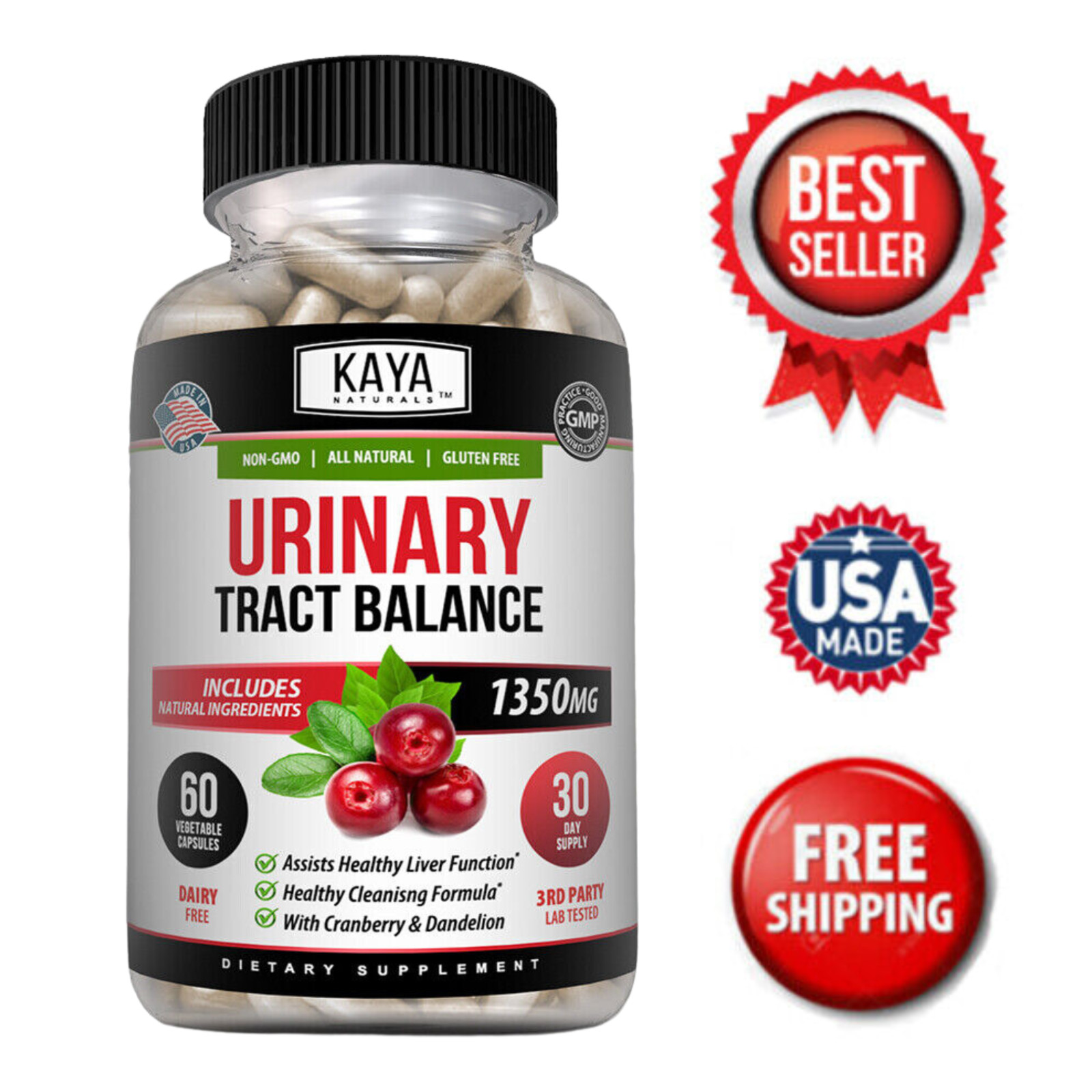 Urinary Tract Balance 1350mg 60ct D Mannose w/ Cranberry Bladder Control Health Urinary Tract Balance 1350mg 60ct D Mannose w/ Cranberry Bladder Control Health