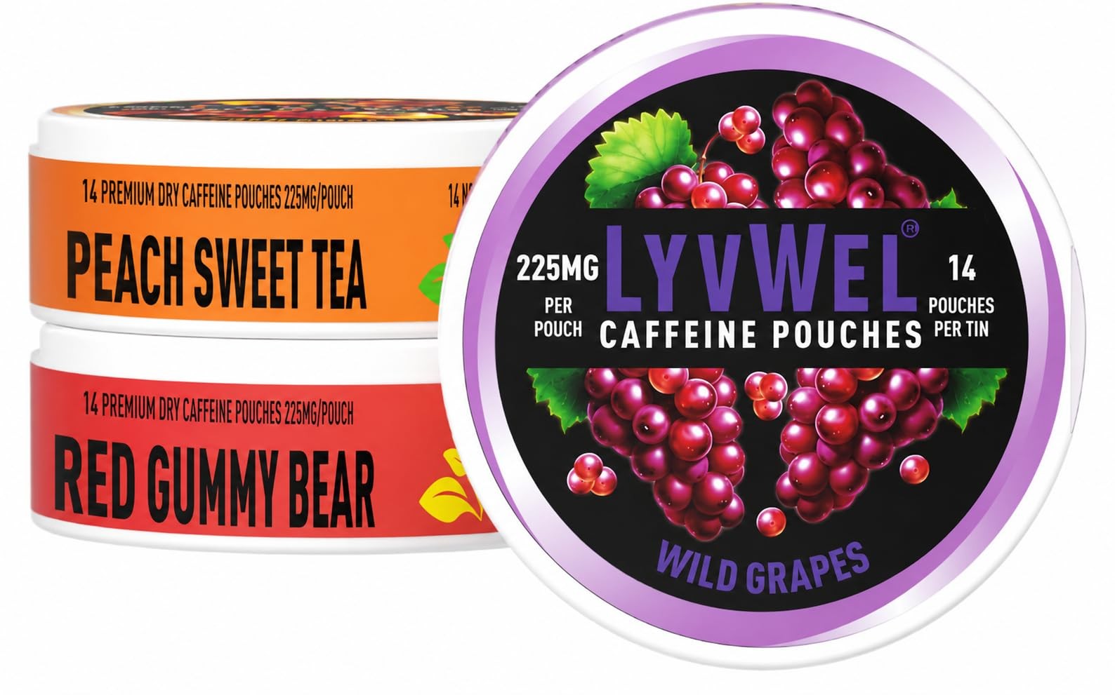LyvWel 225mg Caffeine Pouches Variety Pack, 3-Pack, 42 Count CP-5SM LyvWel 225mg Caffeine Pouches Variety Pack, 3-Pack, 42 Count CP-5SM