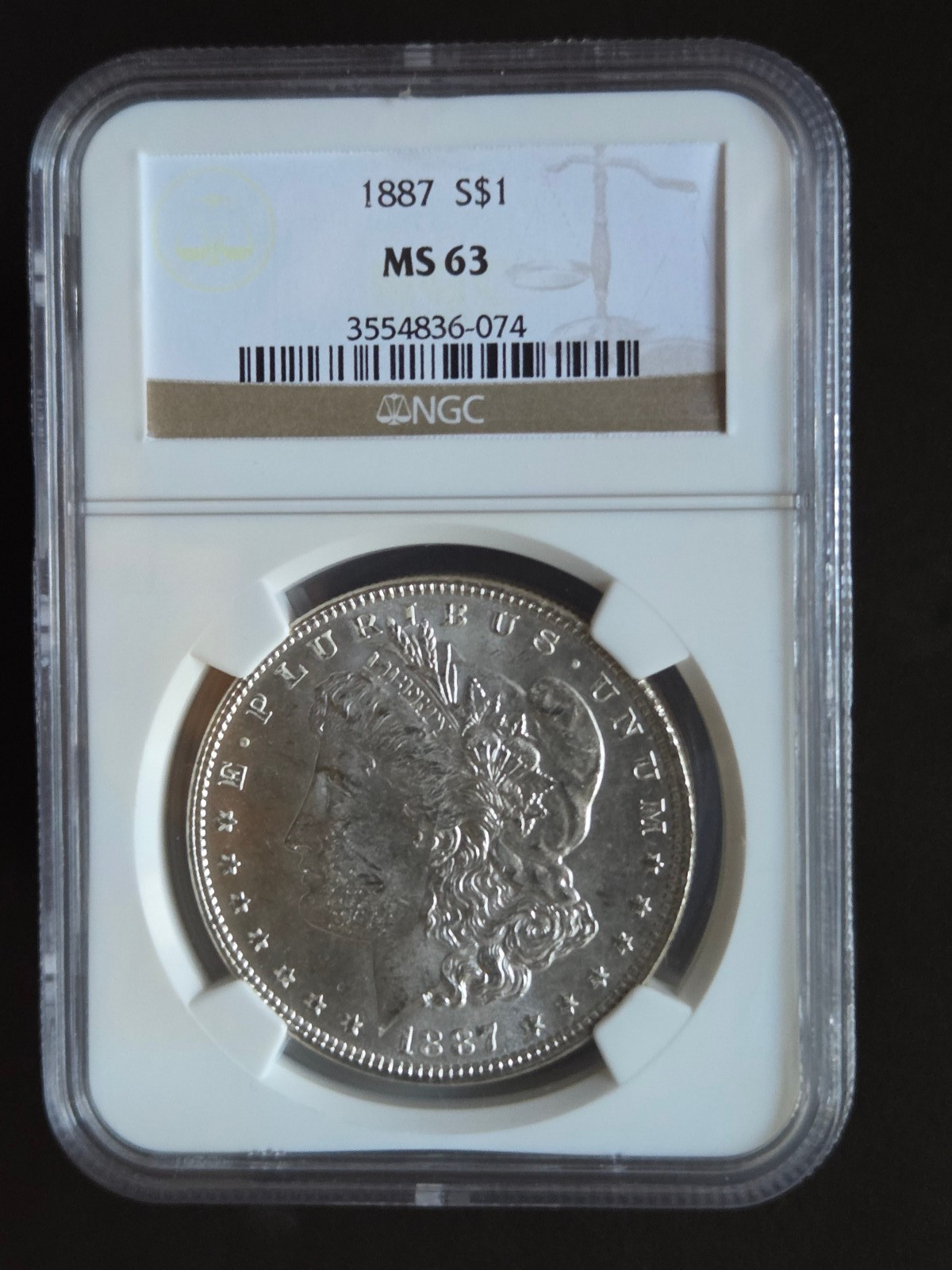 1887-P Morgan Silver Dollar NGC MS 63
