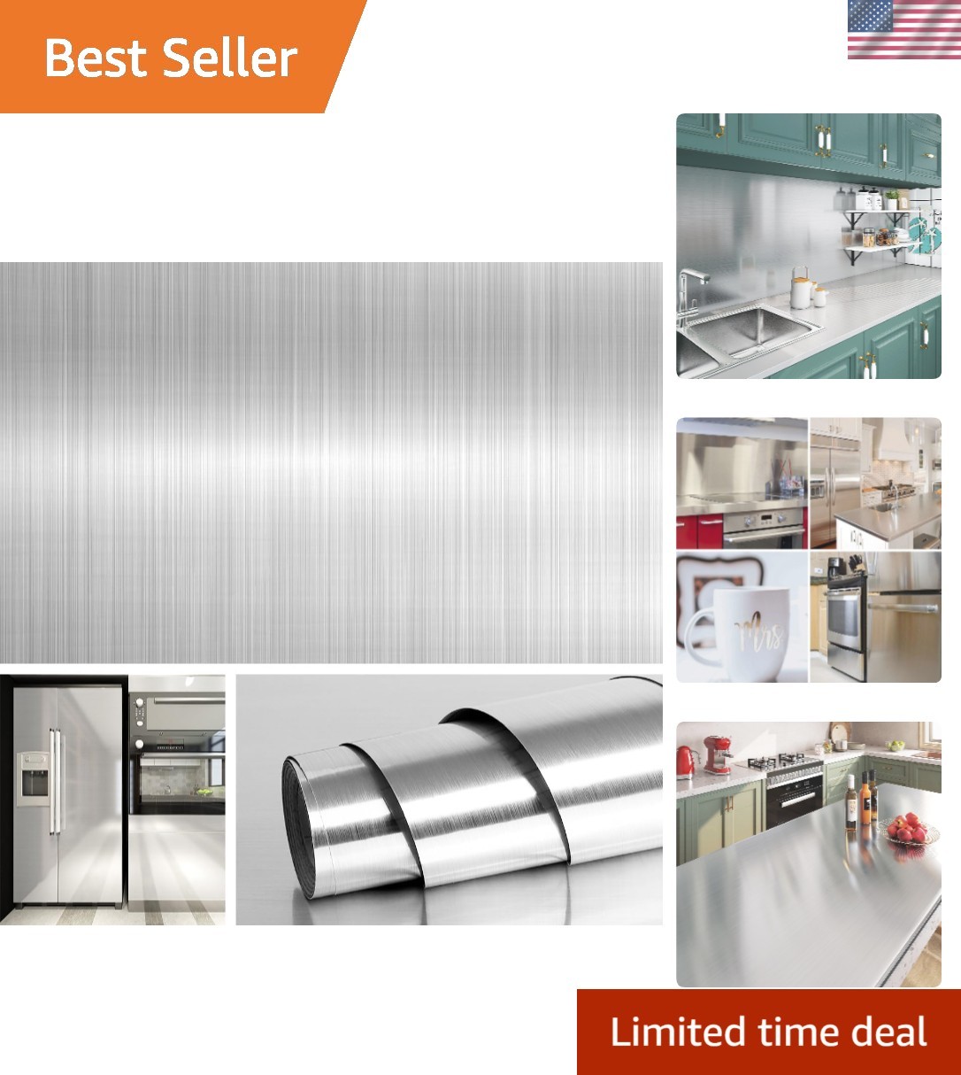 Elegant Stainless Steel Peel and Stick Contact Paper - 24\