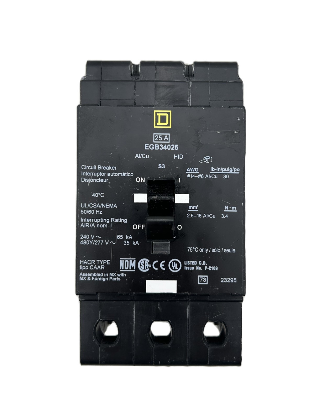 NEW Square D EGB34025 Circuit Breaker 25A 3-Pole 480Y/277VAC NEW Square D EGB34025 Circuit Breaker 25A 3-Pole 480Y/277VAC