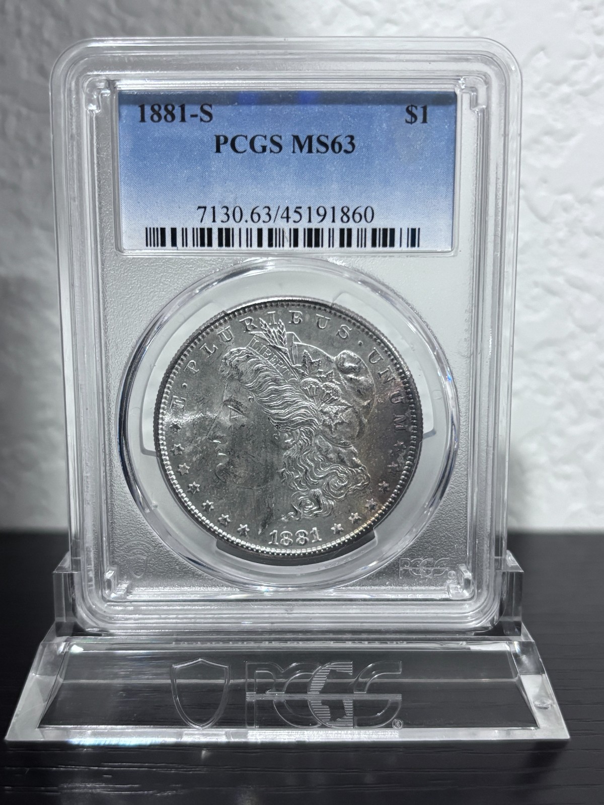 1881-S Silver Morgan Dollar PCGS Toning MS63 $1 1881 S 1881-S Silver Morgan Dollar PCGS Toning MS63 $1 1881 S