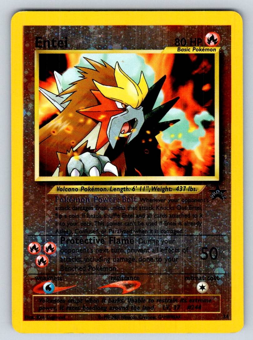 Reverse Holofoil Entei 34/53 WoTC Promo MP