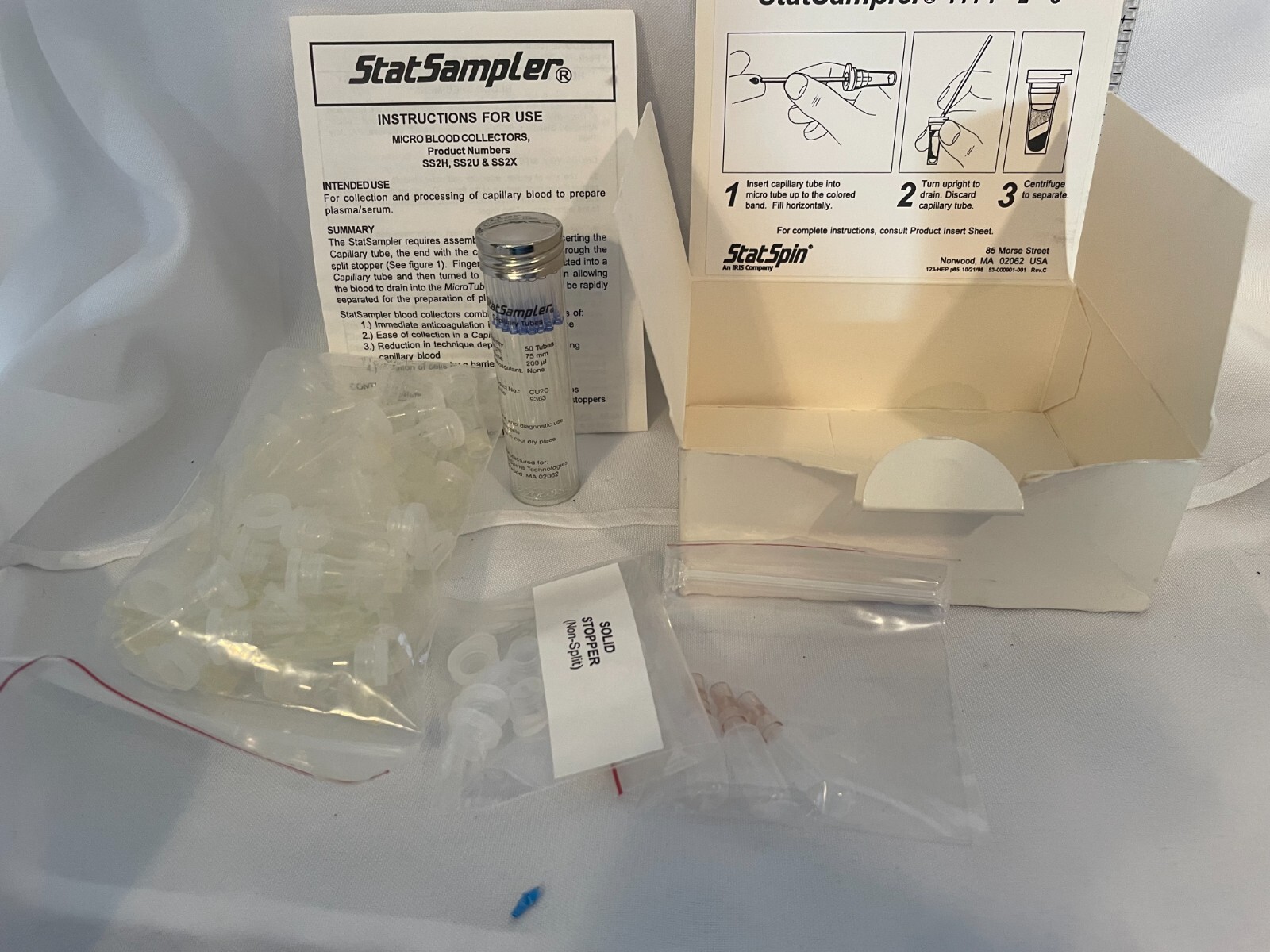 New Statspin Statsampler non sterile kit 50 (200ul untreated) Capillary blood