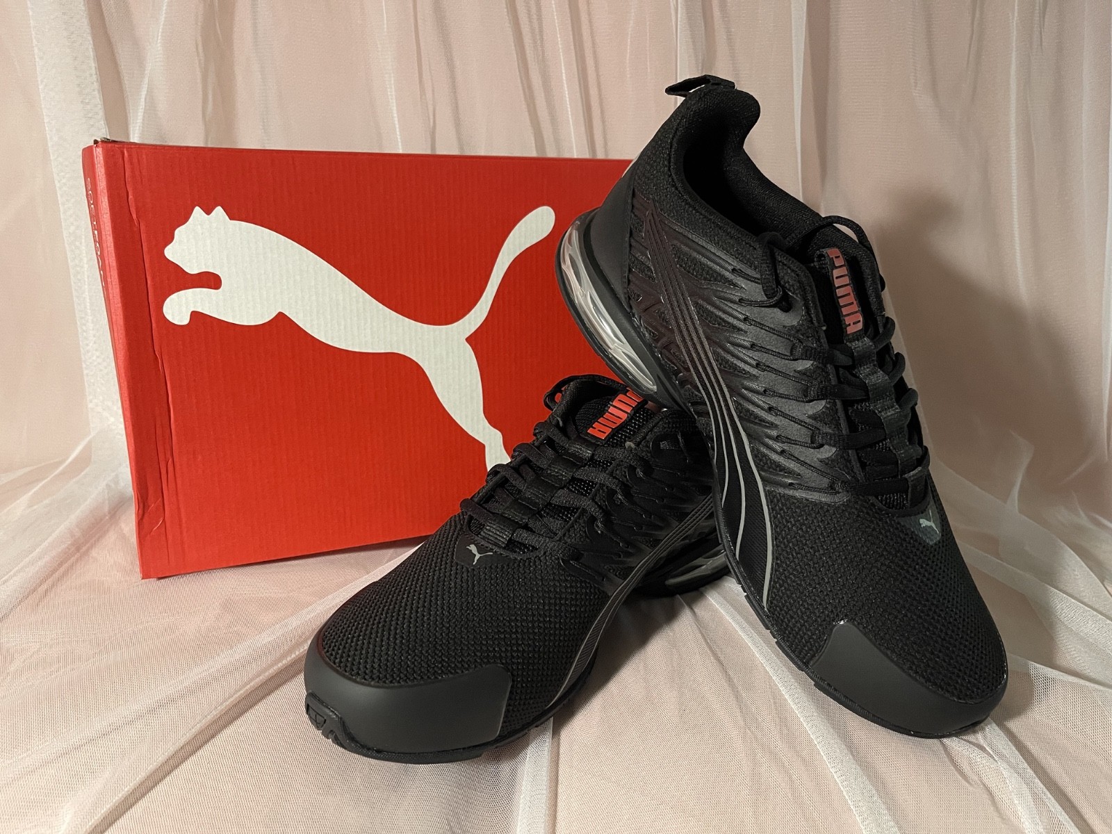 BNIB Puma Voltaic Evo 379601-01 Puma Black-Stormy Slate-Red Size 10 Men\'s
