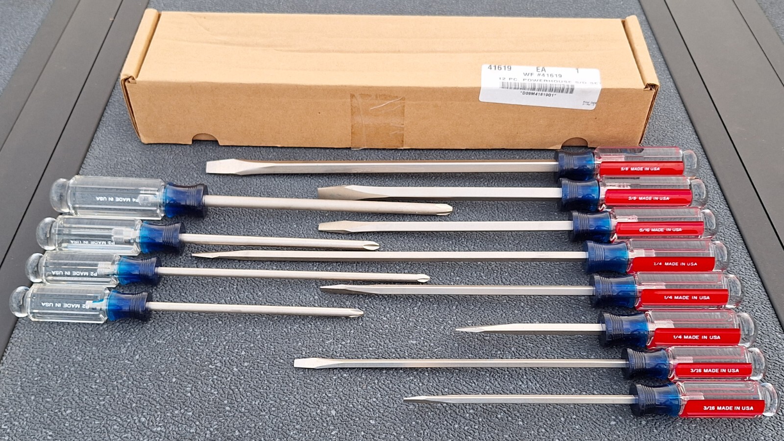 NOS Sears Craftsman USA 41619 12-pc Powerhouse LARGE / XL Screwdriver Set READ