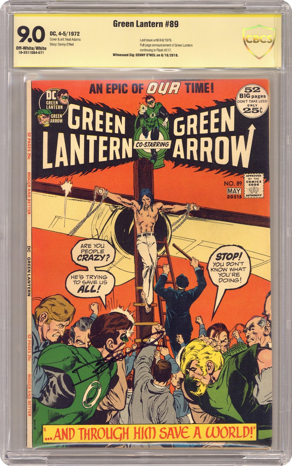 Green Lantern #89 CBCS 9.0 Witnessed Sig O\'Neil 1972 18-3311DA4-071