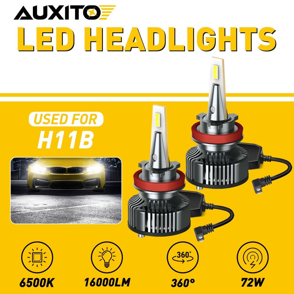 Pair H11B Bright LED AUXITO Headlight Bulbs Lamps Lot of 2 Fast USA Shipping GUS
