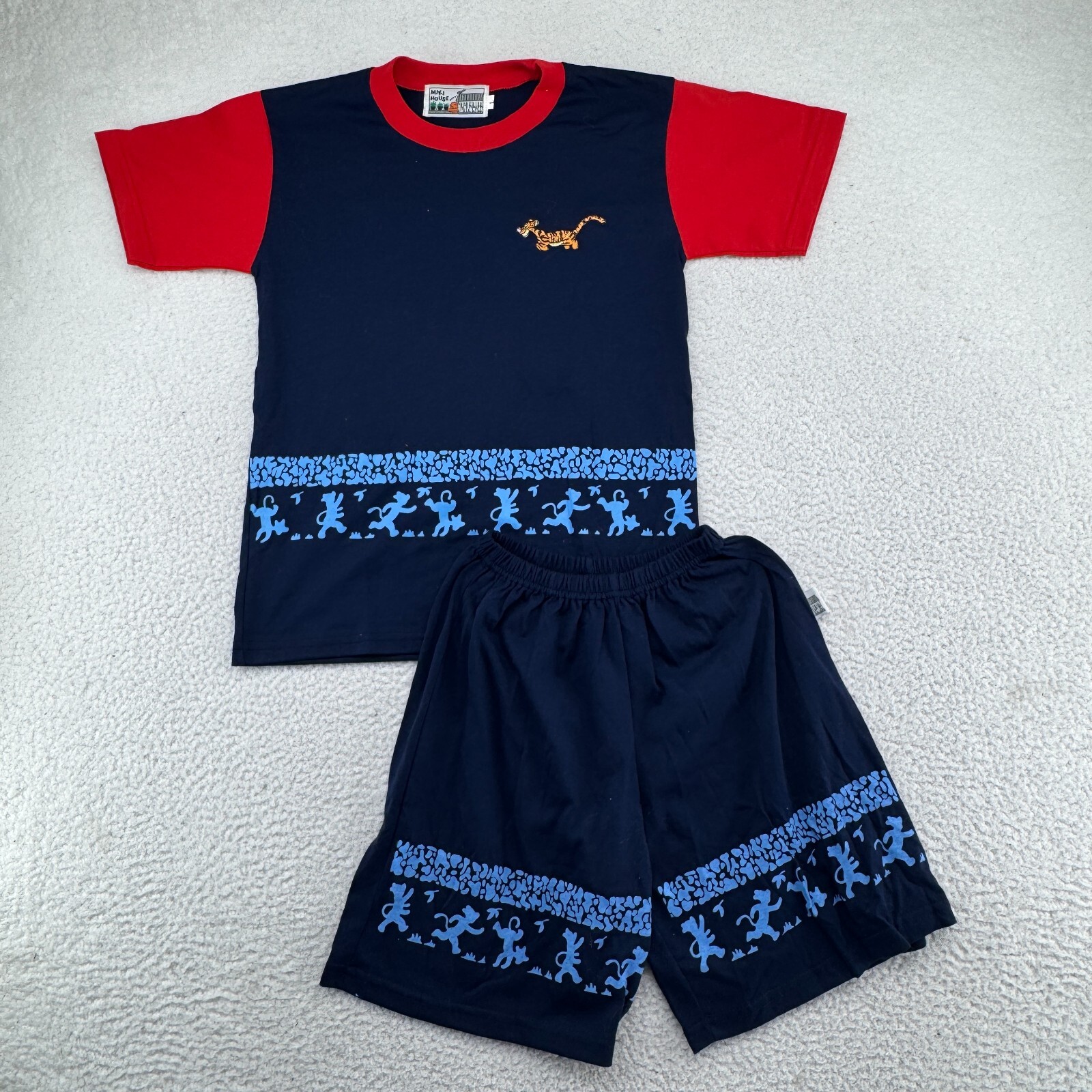 Vintage Miki House Tigger Matching SET Kids Large Blue Short Sleeve Shirt Shorts