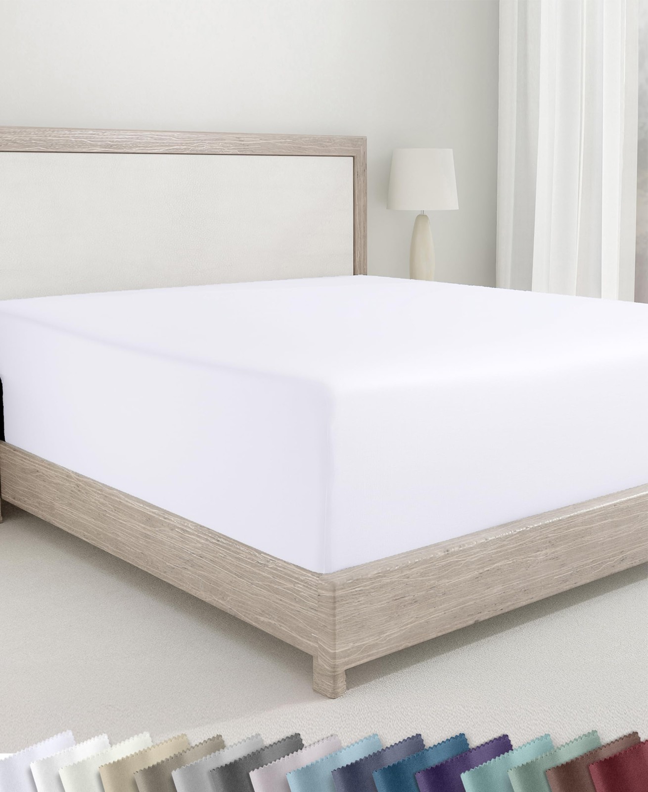 California Design Den King Size Fitted Sheet White, 100% Cotton 400 Thread Count