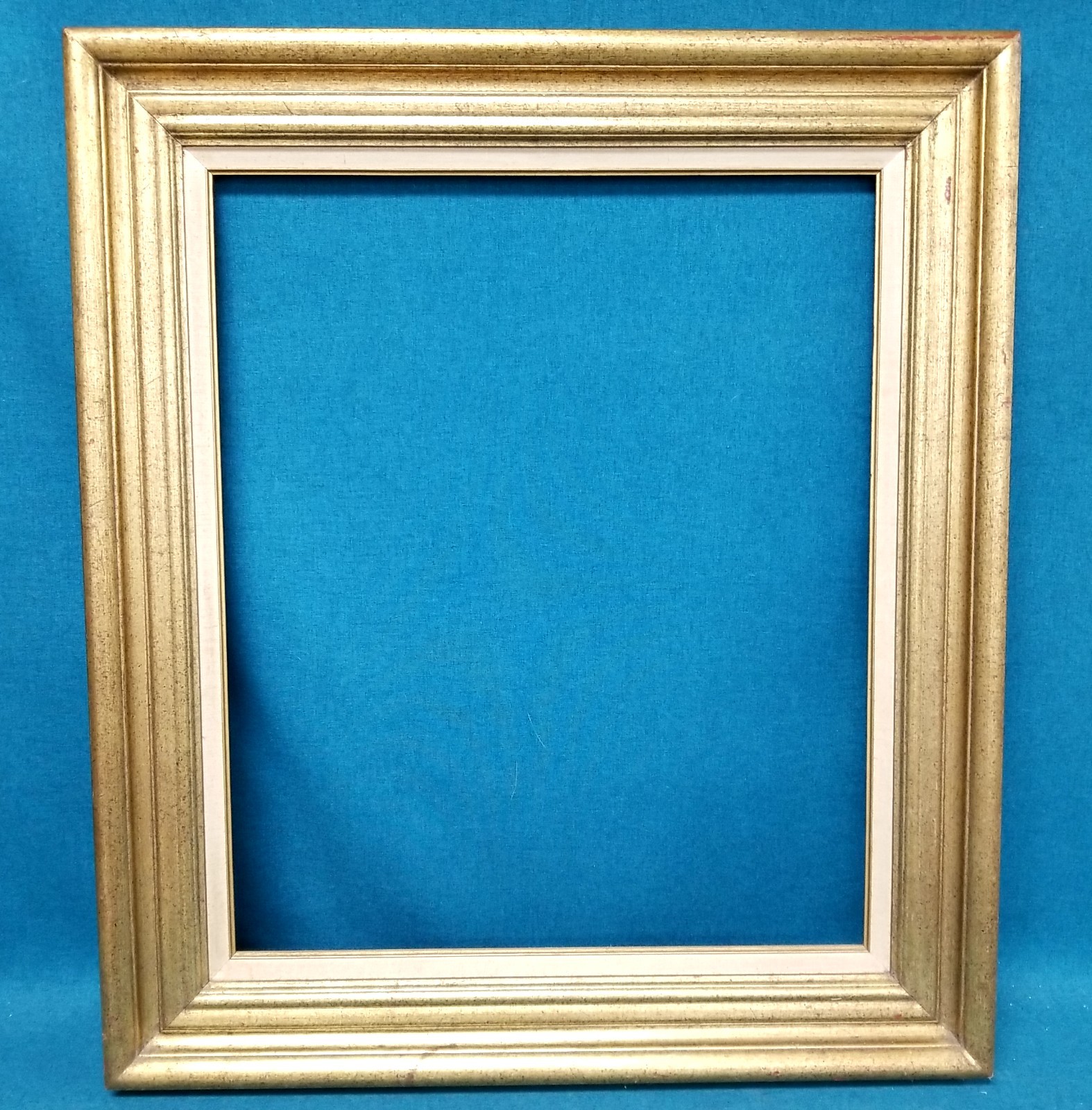 Nice Distressed Gold Tone Wood Frame W/Canvas Liner + Fillet 27.5\
