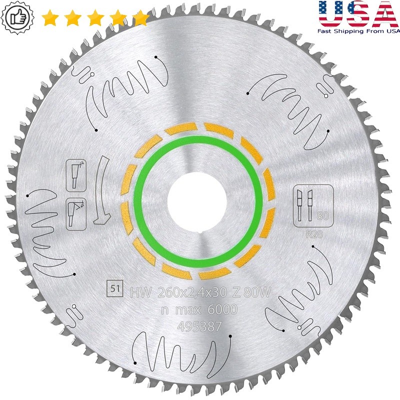 Upgraded 495387 80T Fine Tooth Cross-Cut Saw Blade Festool Kapex Miter Saw New