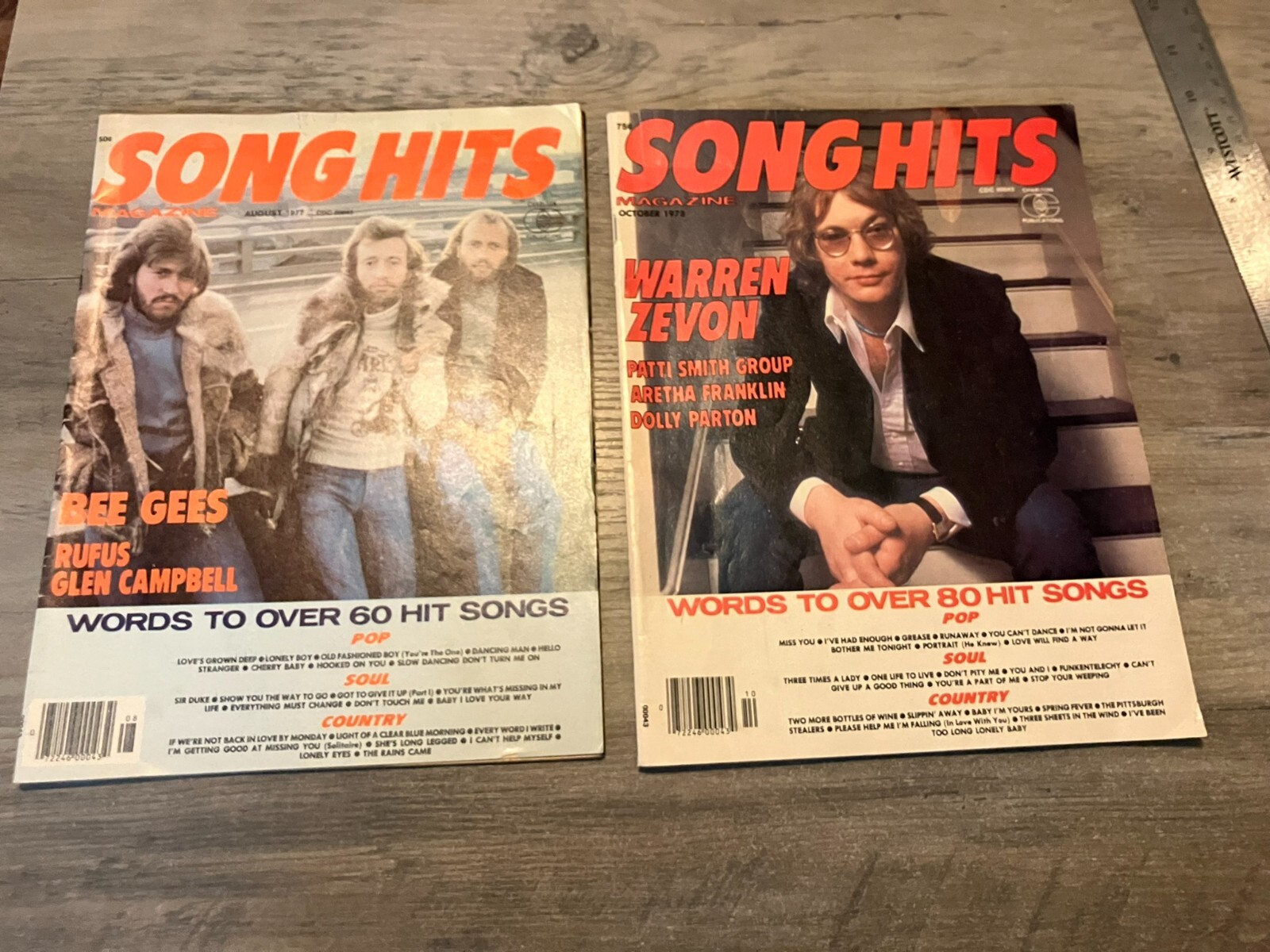 Song Hits Lot 2 VTG Music Magazine 70’s Lyrics Rock BEE GEES Warren Zevon