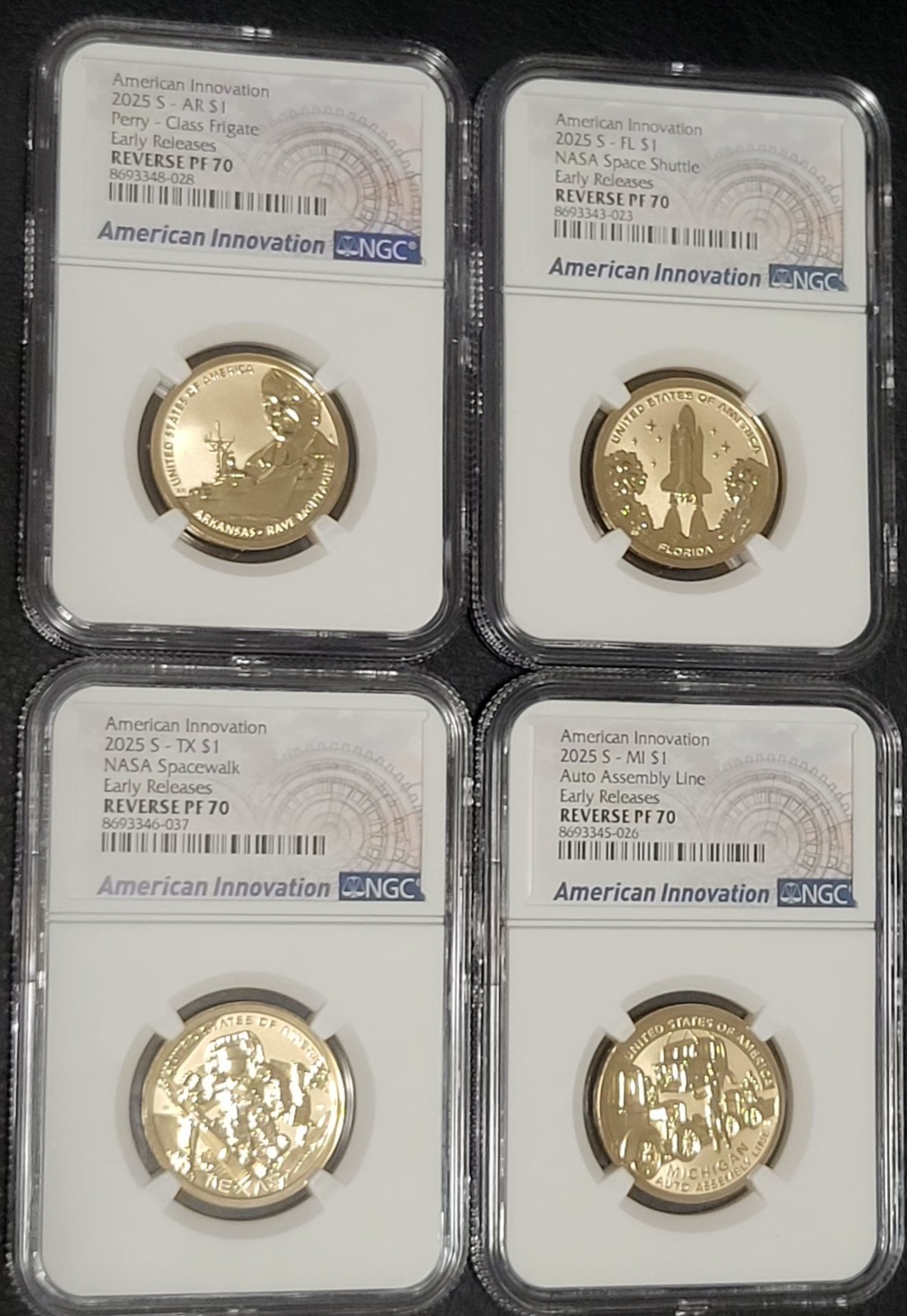 2025 S REVERSE PROOF AMERICAN INNOVATION TX FL AR MI NGC PF70 ⭐EARLY RELEASES ⭐