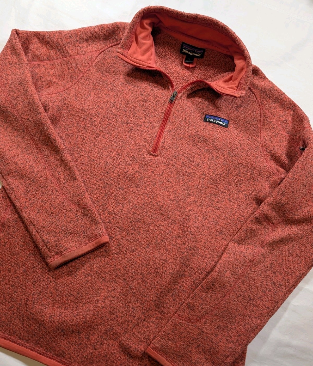 Patagonia Women\'s Large Better Sweater 1/4 Zip Pullover Fleece Jacket Tomato Red