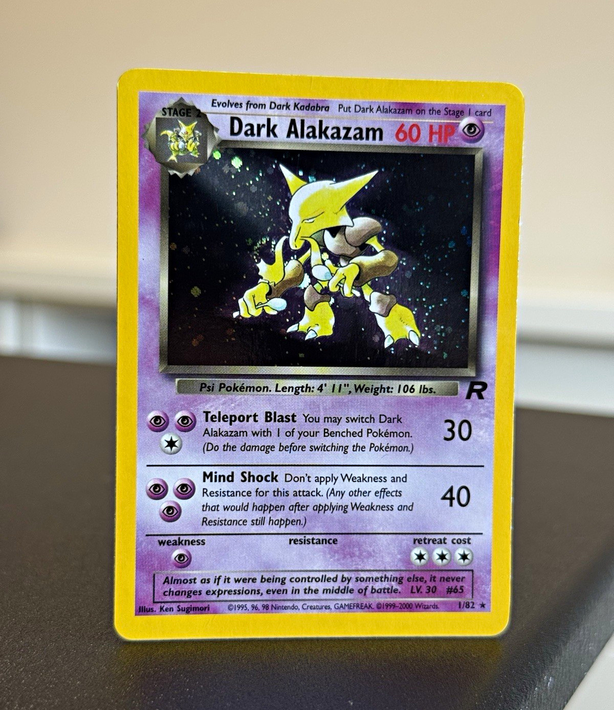 Swirl Dark Alakazam 1/82 Holo Rare Pokemon Team Rocket Unlimited MP