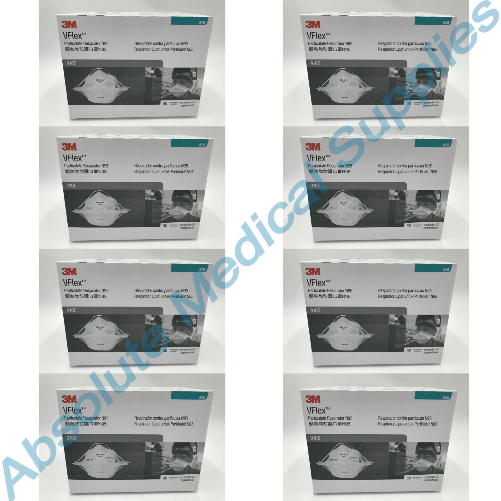 *400-Pieces* 3M VFlex Particulate Respirator N95 Protective Face Masks 9105