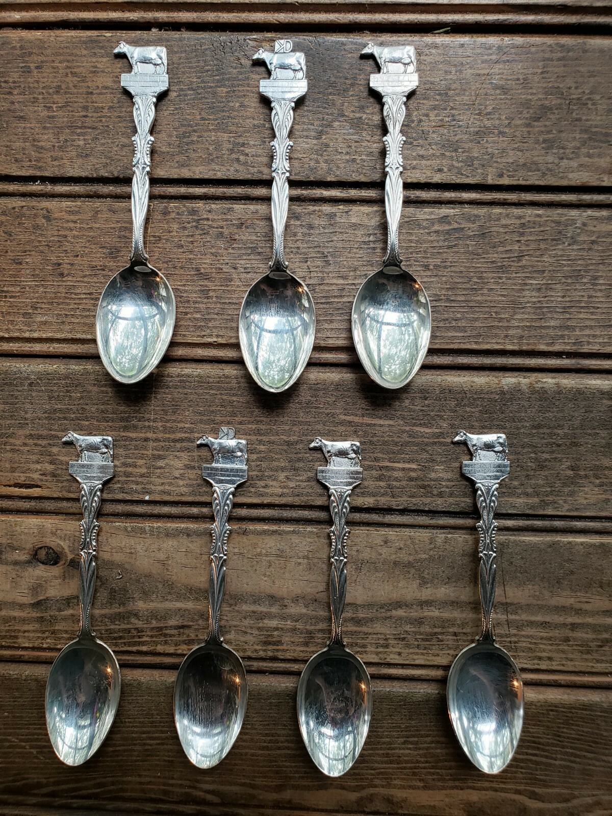 Lot of 4 Vintage Holland Spoon EPNS Dairy Cow EPNS Silverplated Branded KD Lot of 4 Vintage Holland Spoon EPNS Dairy Cow EPNS Silverplated Branded KD