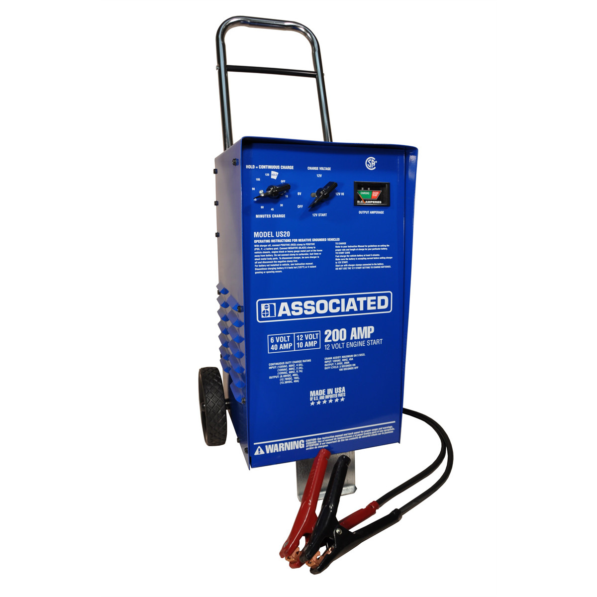  Associated US20 6V/12V 40A/10A Wheel Battery Charger with 200A Engine Start and