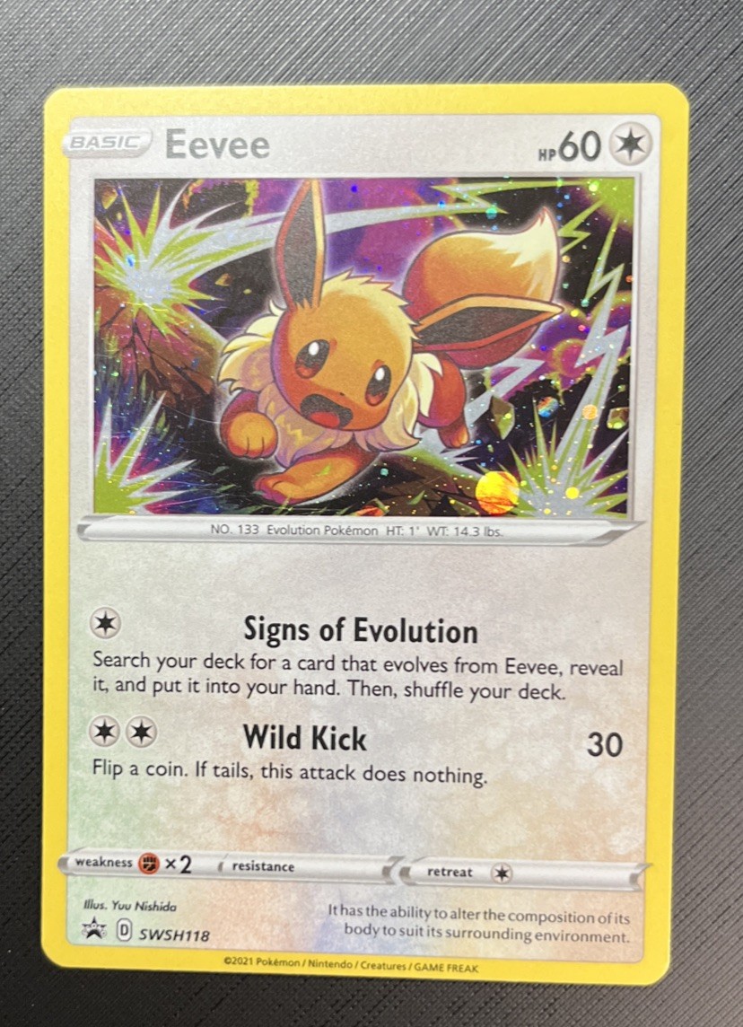 Pokemon Eevee SWSH118 Holo Black Star Promo Sword & Shield Near Mint Pokemon Eevee SWSH118 Holo Black Star Promo Sword & Shield Near Mint