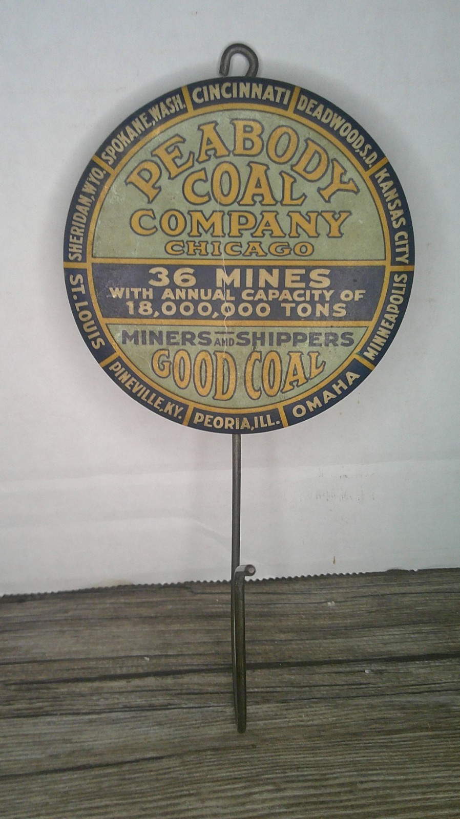 Peabody Coal Co. advertising bill or receipt hook 36 mines Peoria, Ill. N Peabody Coal Co. advertising bill or receipt hook 36 mines Peoria, Ill. N