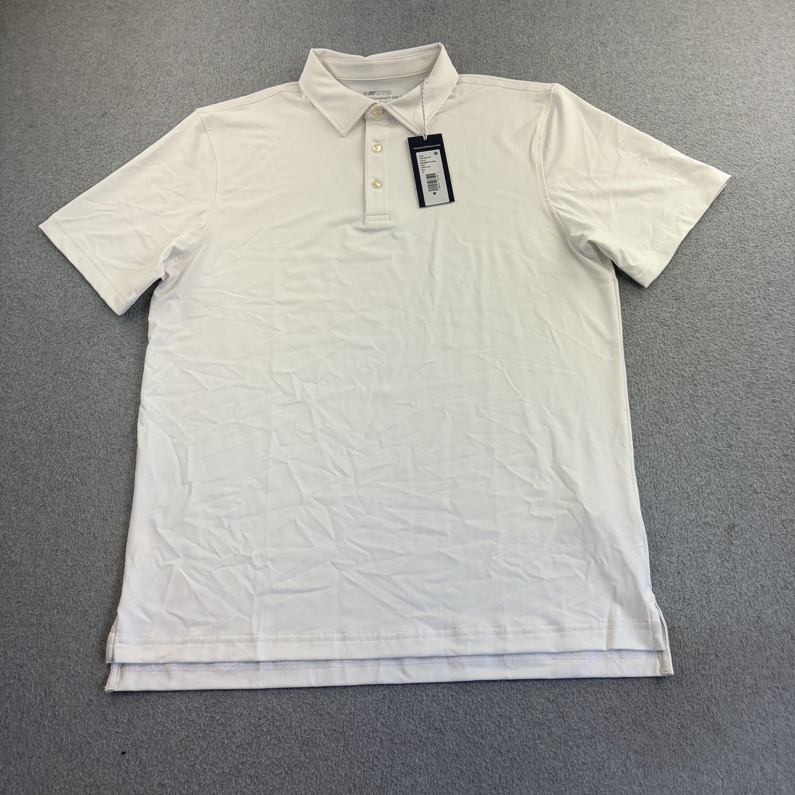 Vineyard Vines On The Go Sankaty Polo Shirt Mens Medium White Solid Golf Adult