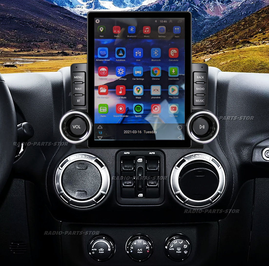For 2007-2018 Jeep Wrangler JK CarPlay Car Stereo Radio Android 15 2+32G GPS Nav