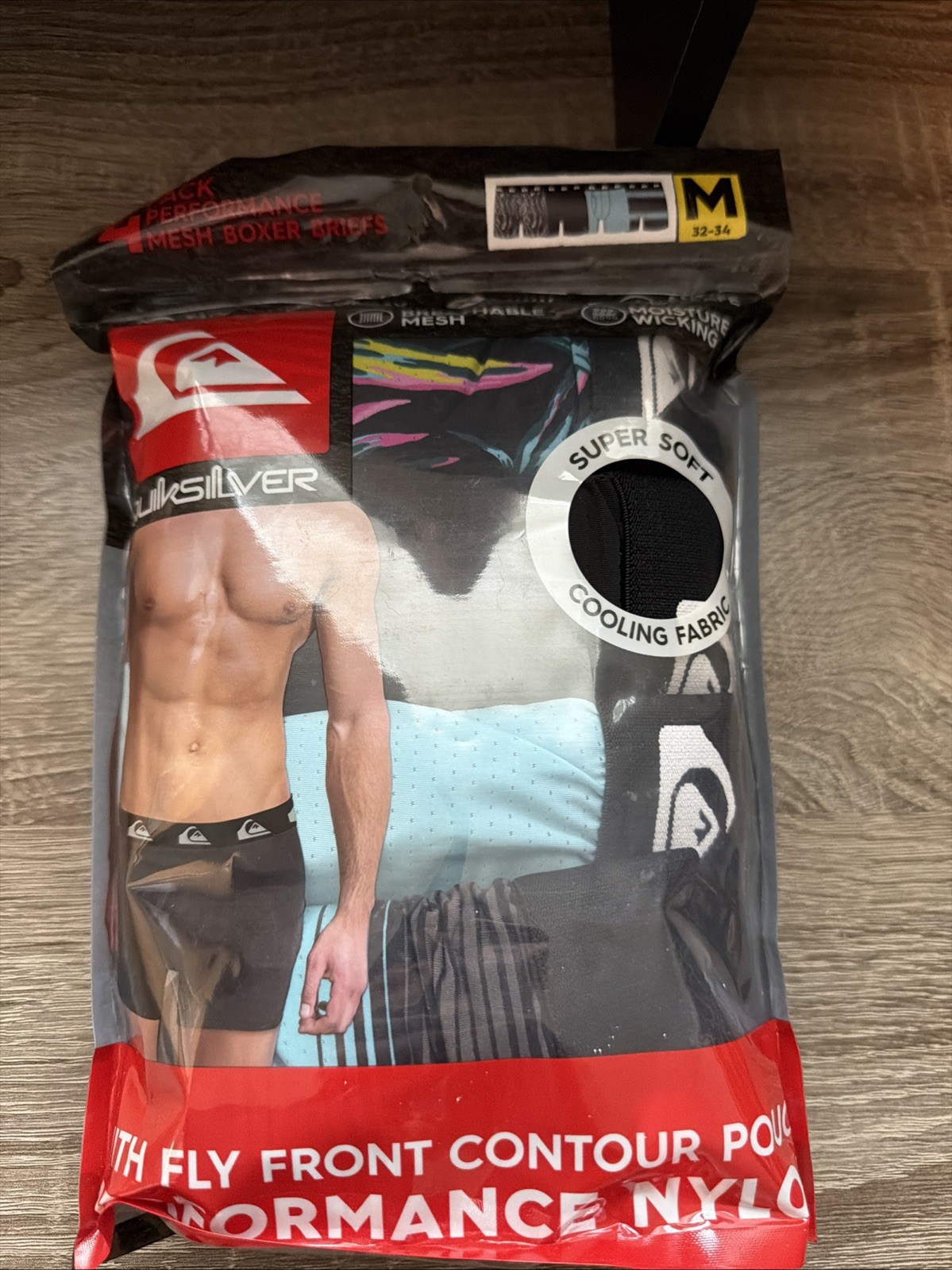 Quicksilver Men\'s PERFORMANCE Boxer Briefs Size Medium 4-pack Quicksilver Men\'s PERFORMANCE Boxer Briefs Size Medium 4-pack