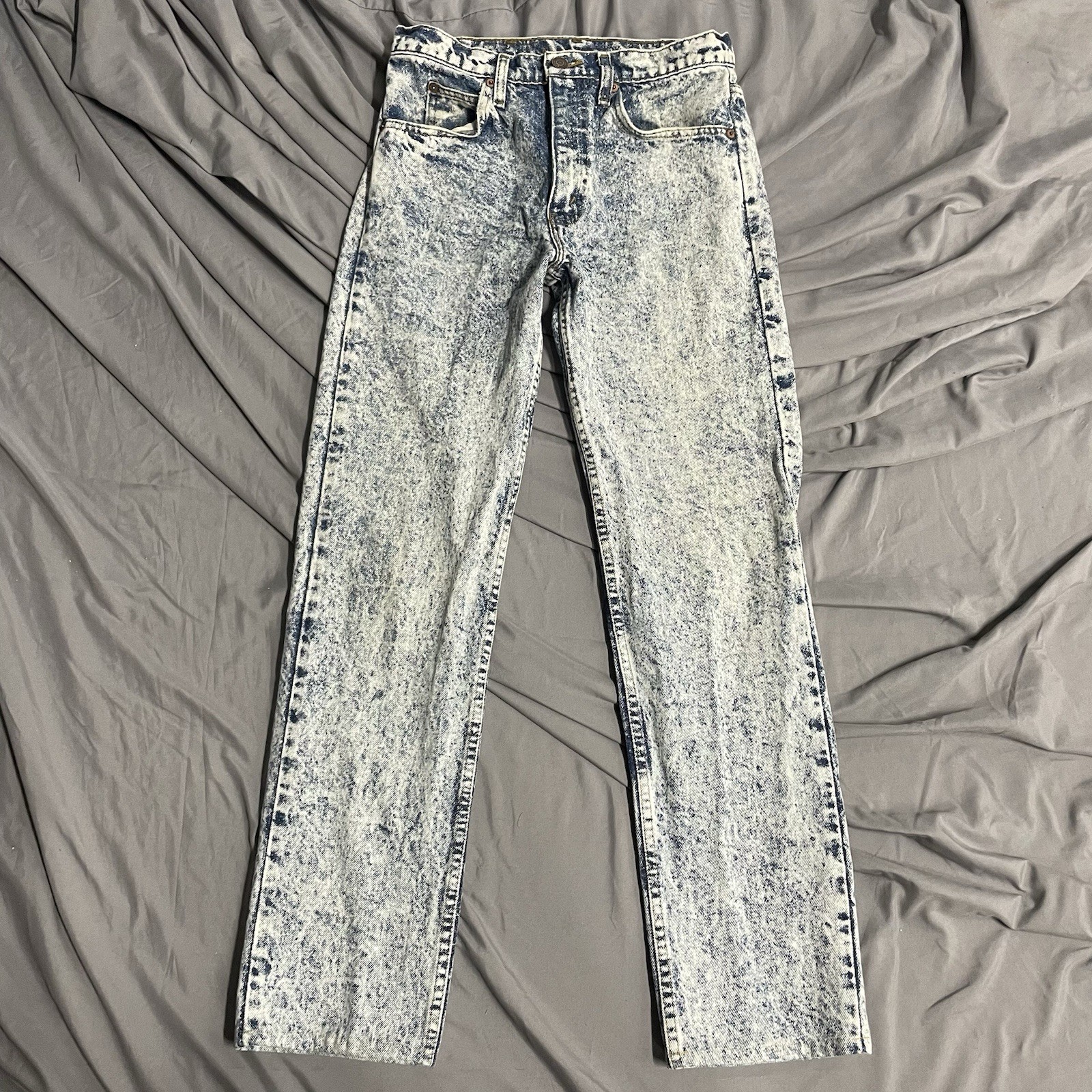 Vintage 80s Levi’s 505 Regular Fit Acid Wash Denim Jeans Size 27x29 USA Made