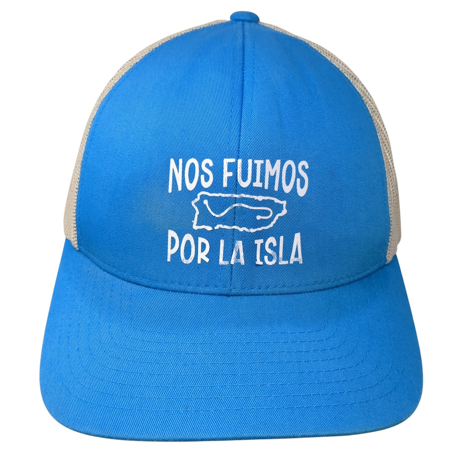 Nos Fuimos Por La Isla Snapback Trucker Hat Blue One Size Mesh Back Nos Fuimos Por La Isla Snapback Trucker Hat Blue One Size Mesh Back
