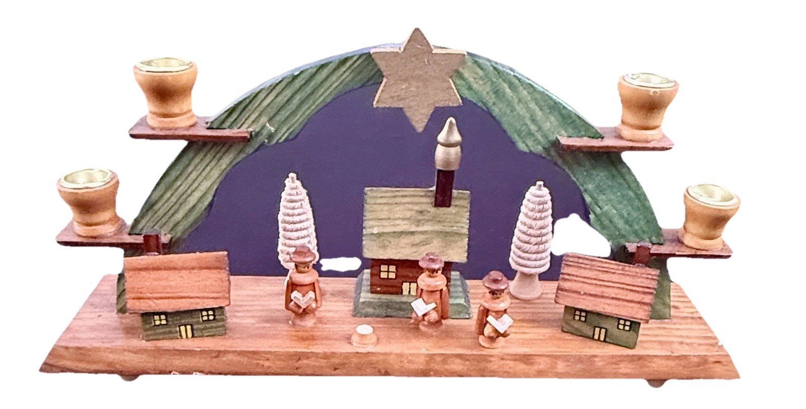 Vintage German Wooden Candle Arch Schwibbogen Erzgebirge Christmas Village 10” Vintage German Wooden Candle Arch Schwibbogen Erzgebirge Christmas Village 10”