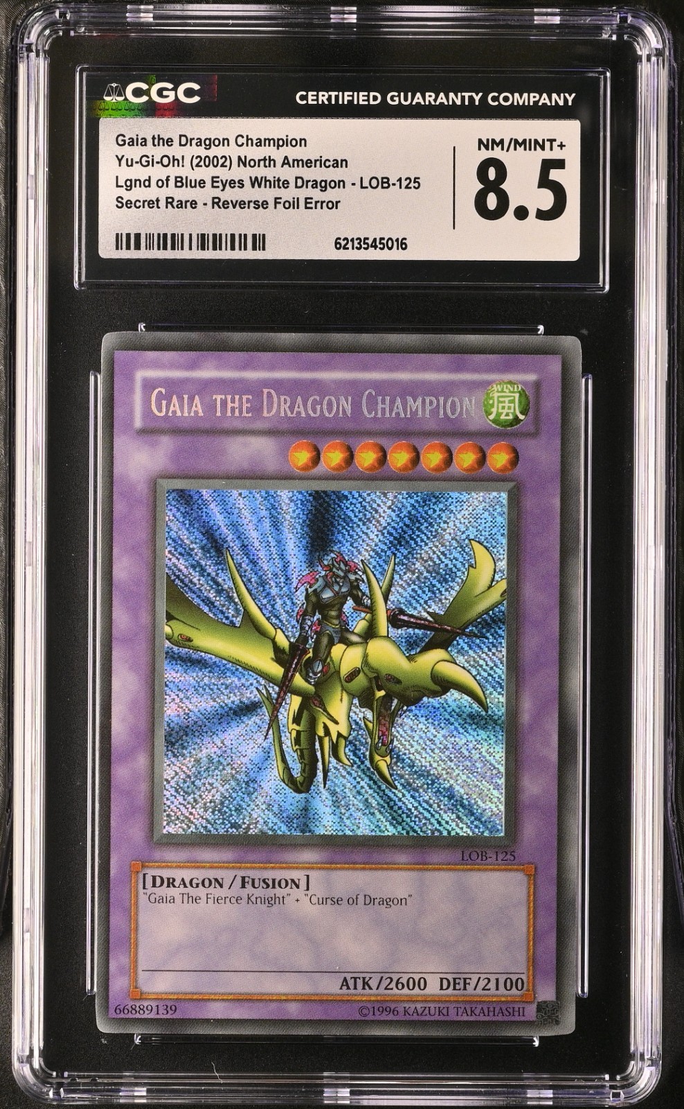 2002 Yu-Gi-Oh Gaia the Dragon Champion LOB-125 Ultra Name Error CGC 8.5 Secret