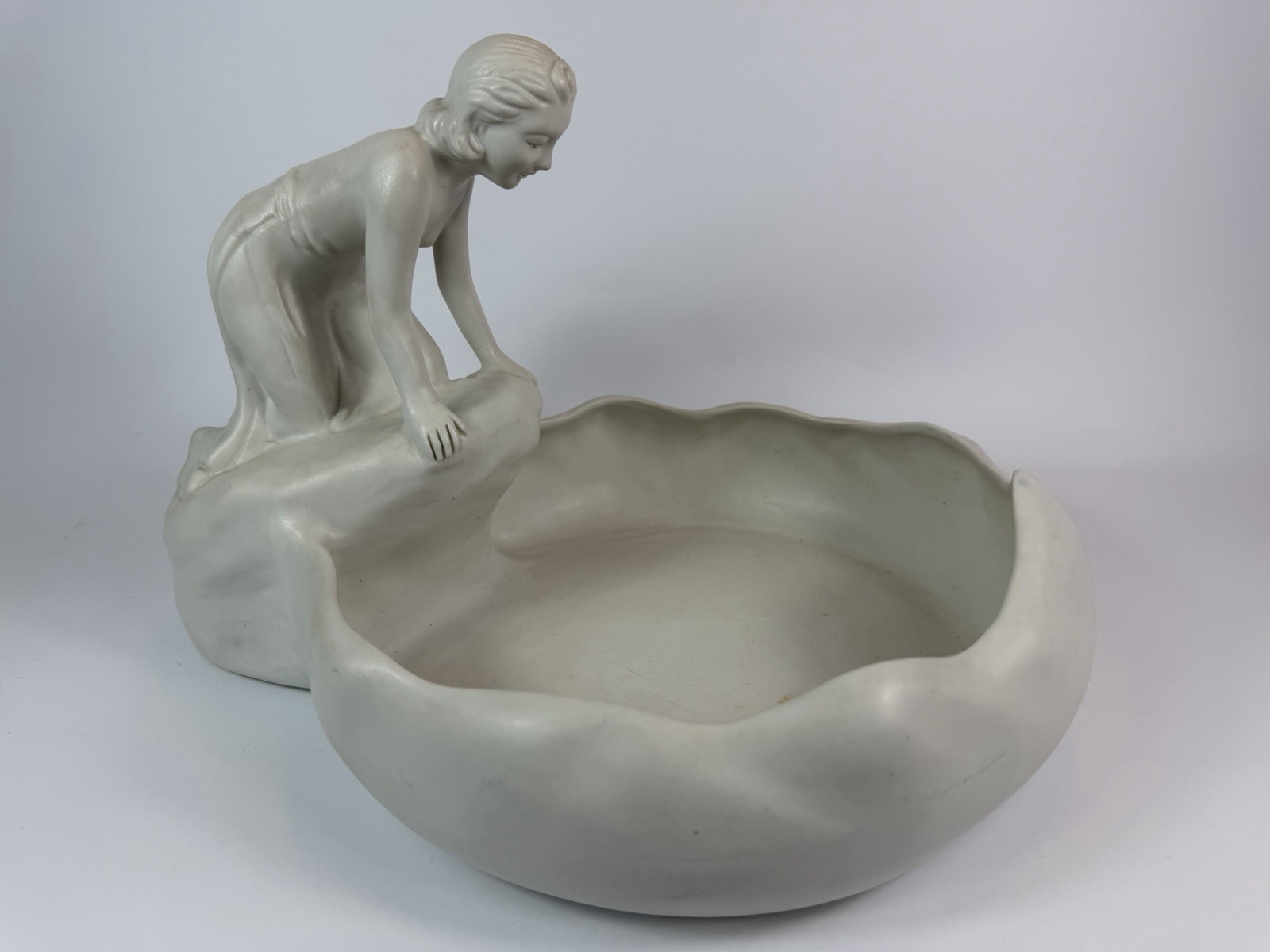 Vintage Lady of the Pond Bird Bath/Planter Van Briggle USA