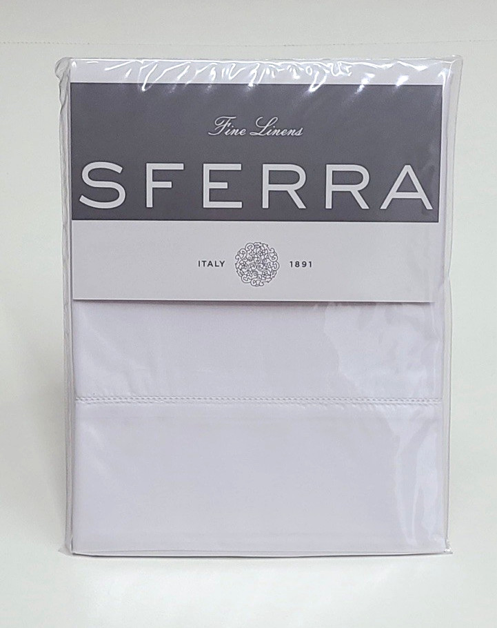 Sferra Gino King Pillowcase Pair White Cotton Percale