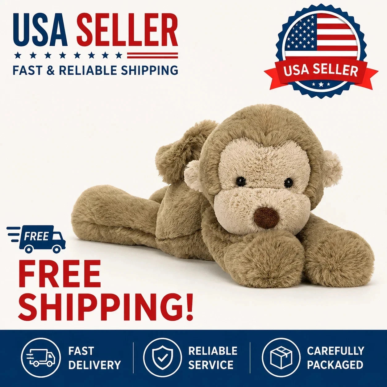 Jellycat Smudge Monkey Plush Soft Toy NWT w/ Tag & Dust Bag Gift Jellycat Smudge Monkey Plush Soft Toy NWT w/ Tag & Dust Bag Gift