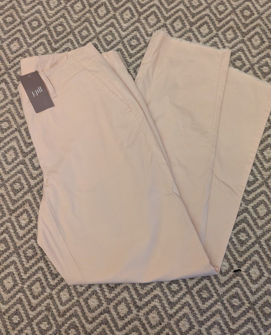 J. Jill Womens Blush Pink Pima Cotton China Fringe Hem Pants Size 4 J. Jill Womens Blush Pink Pima Cotton China Fringe Hem Pants Size 4