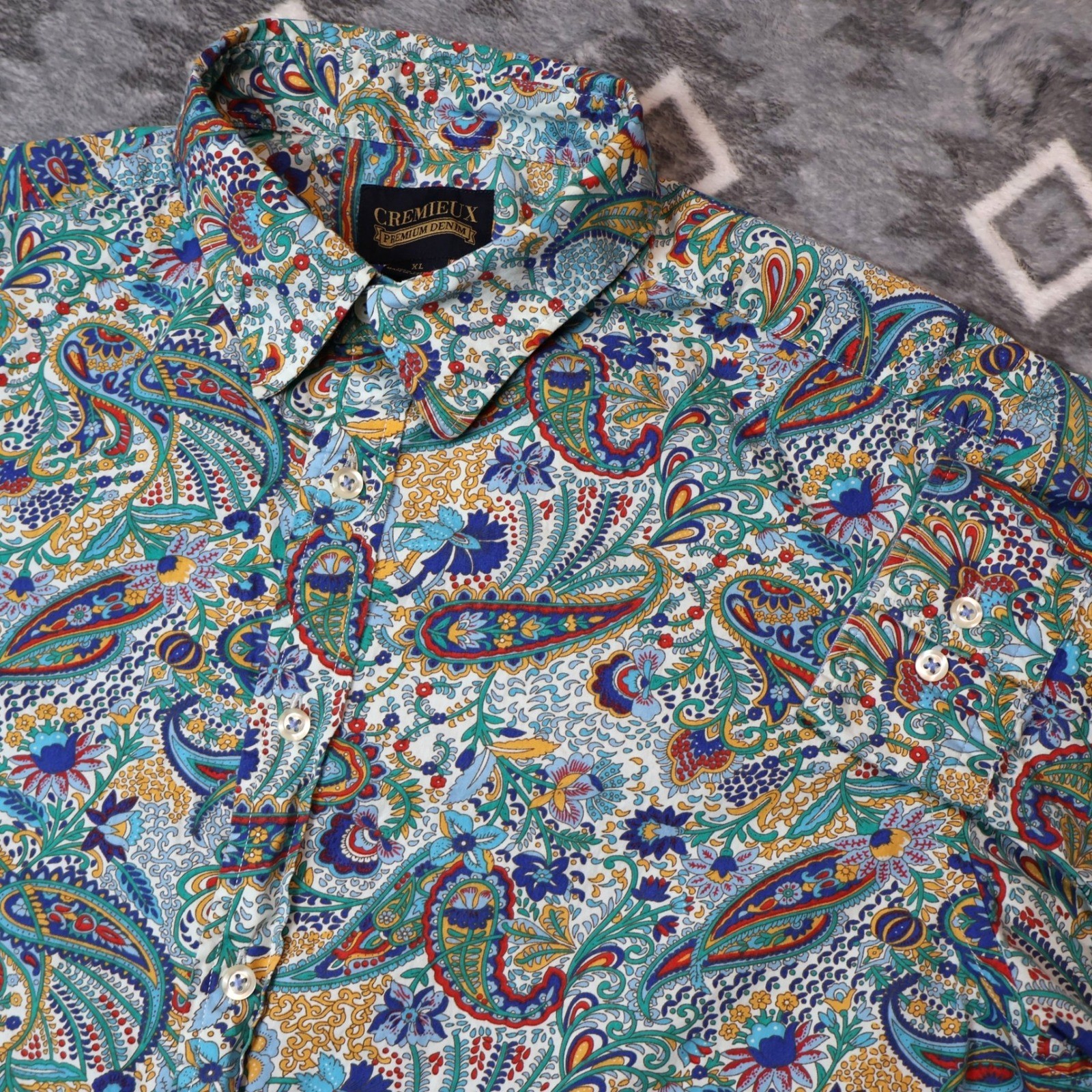 Cremieux Premium Denim Mens XL Paisley Button Down Shirt Multi Color Cotton